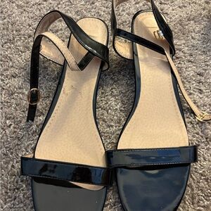 Black Patent Ankle-Strap Women's Sandals